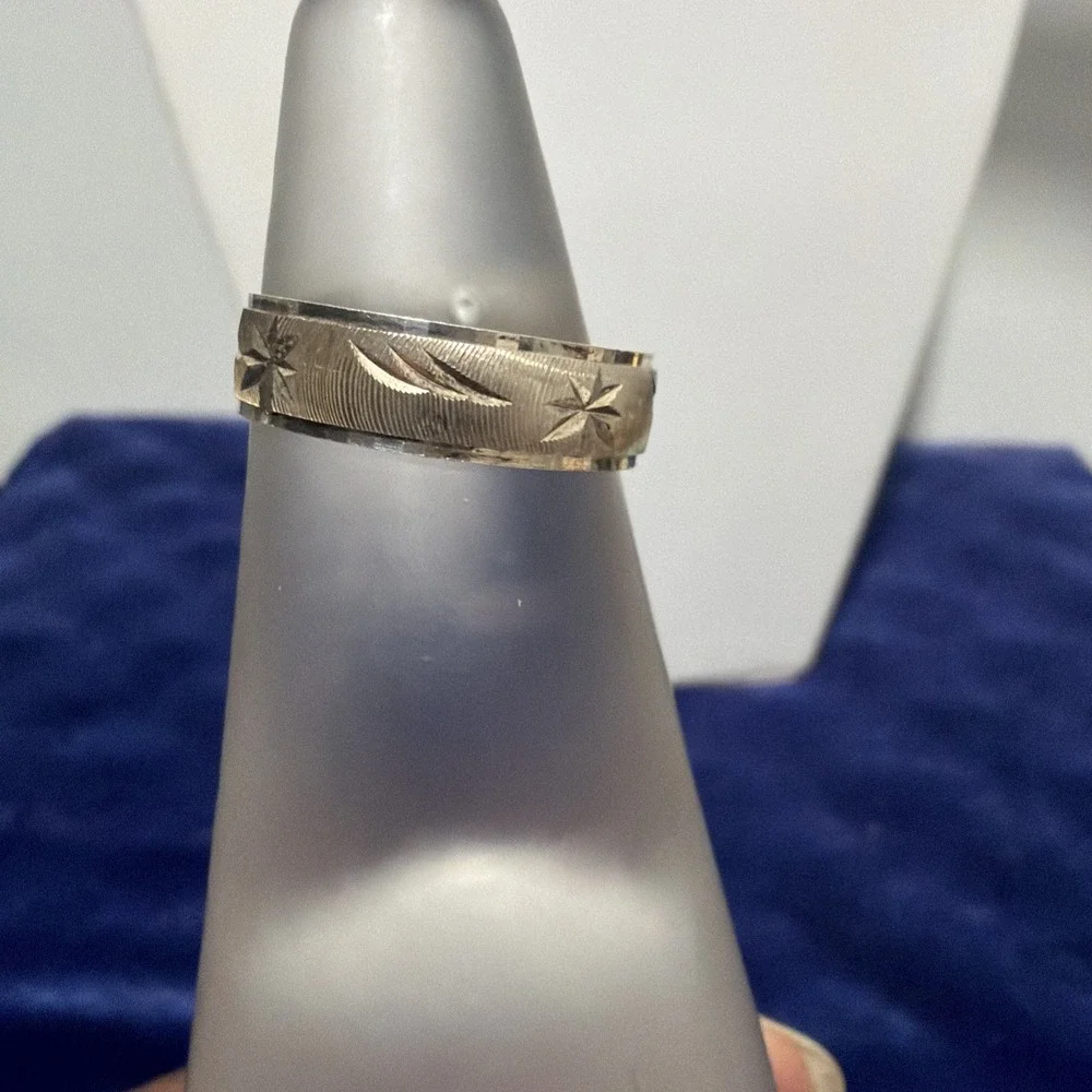 Vermeil 925 Sterling Silver Diamond Cut Unisex Wedding Band Ring 1.8gr Size 8.75